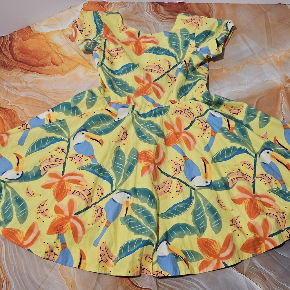 Tea Collection Tropical Bird Twirl Dress Girls Size 14 NWOT
